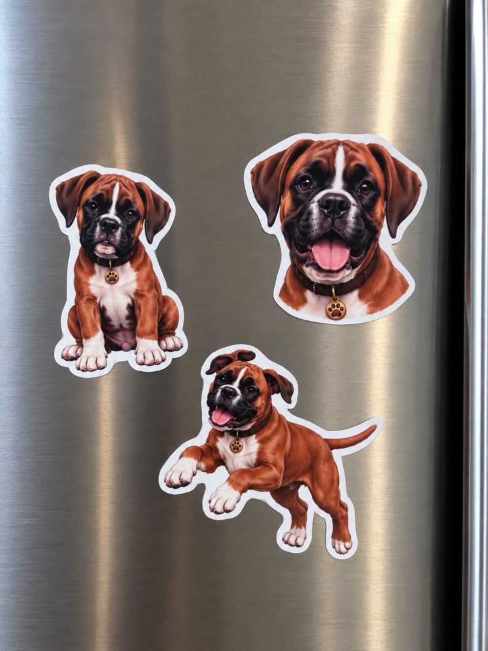 3 Boxer Dog Fridge Magnets Puppy Refrigerator Decor Dog Lover Gift Set